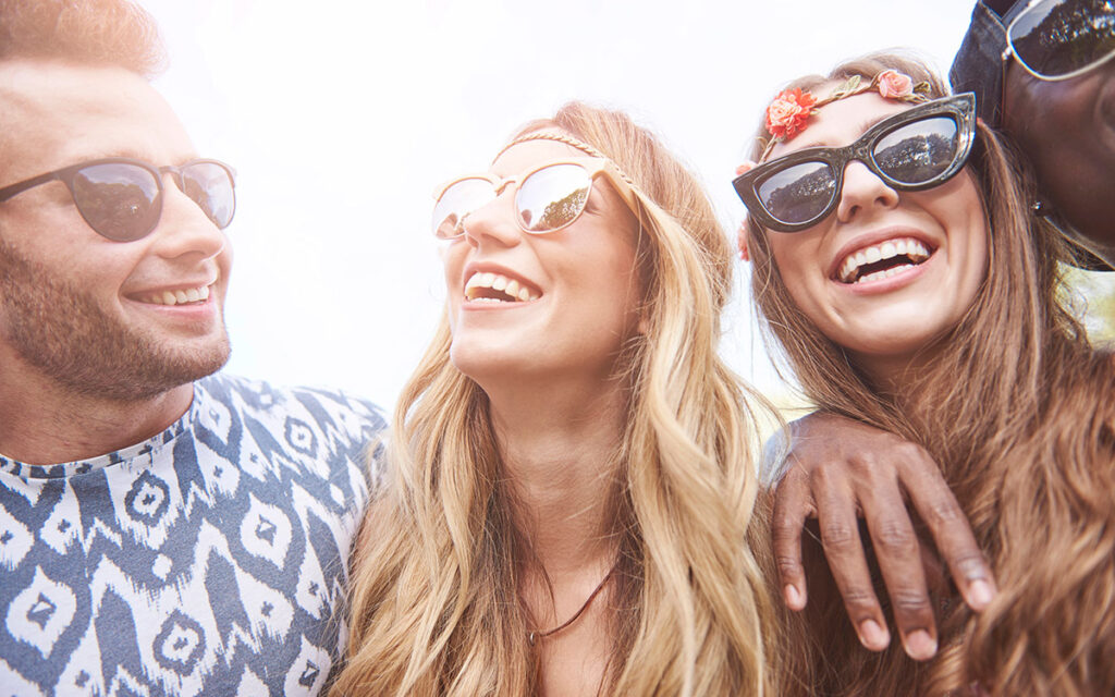 friends having fun at coachella festival